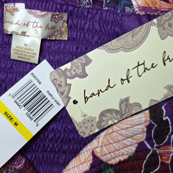 NWT Band Of The Free Aimee Purple Floral Puff Sleeve Mini Dress M & L - Picture 10 of 13